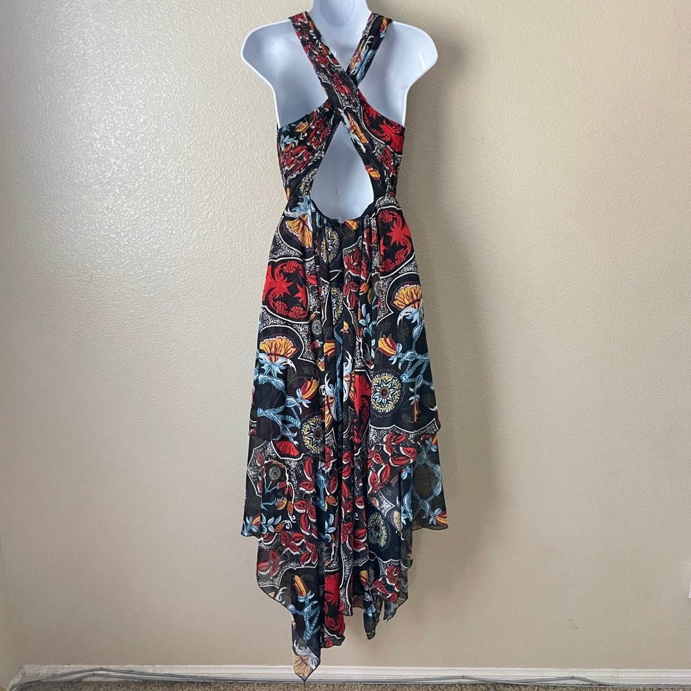 Alice + Olivia Dress Womens Size 2 Kora Floral Baroque Handkerchief Layered Maxi - Picture 9 of 13
